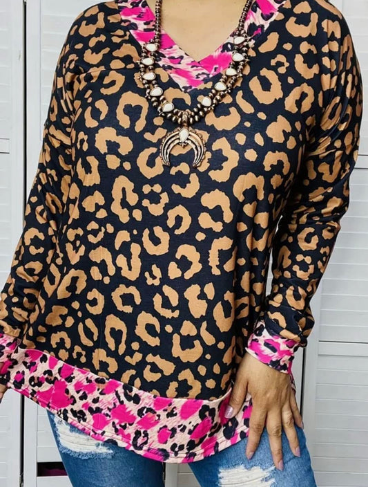 Leopard patchwork top