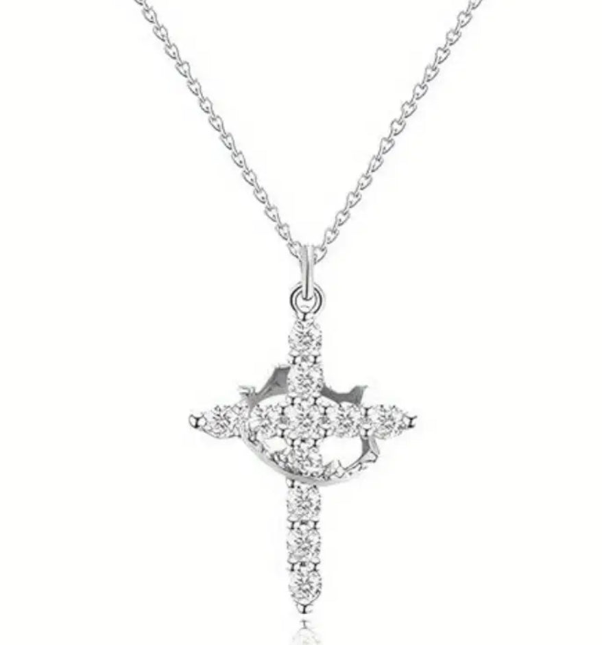 Viral cross necklace with crown