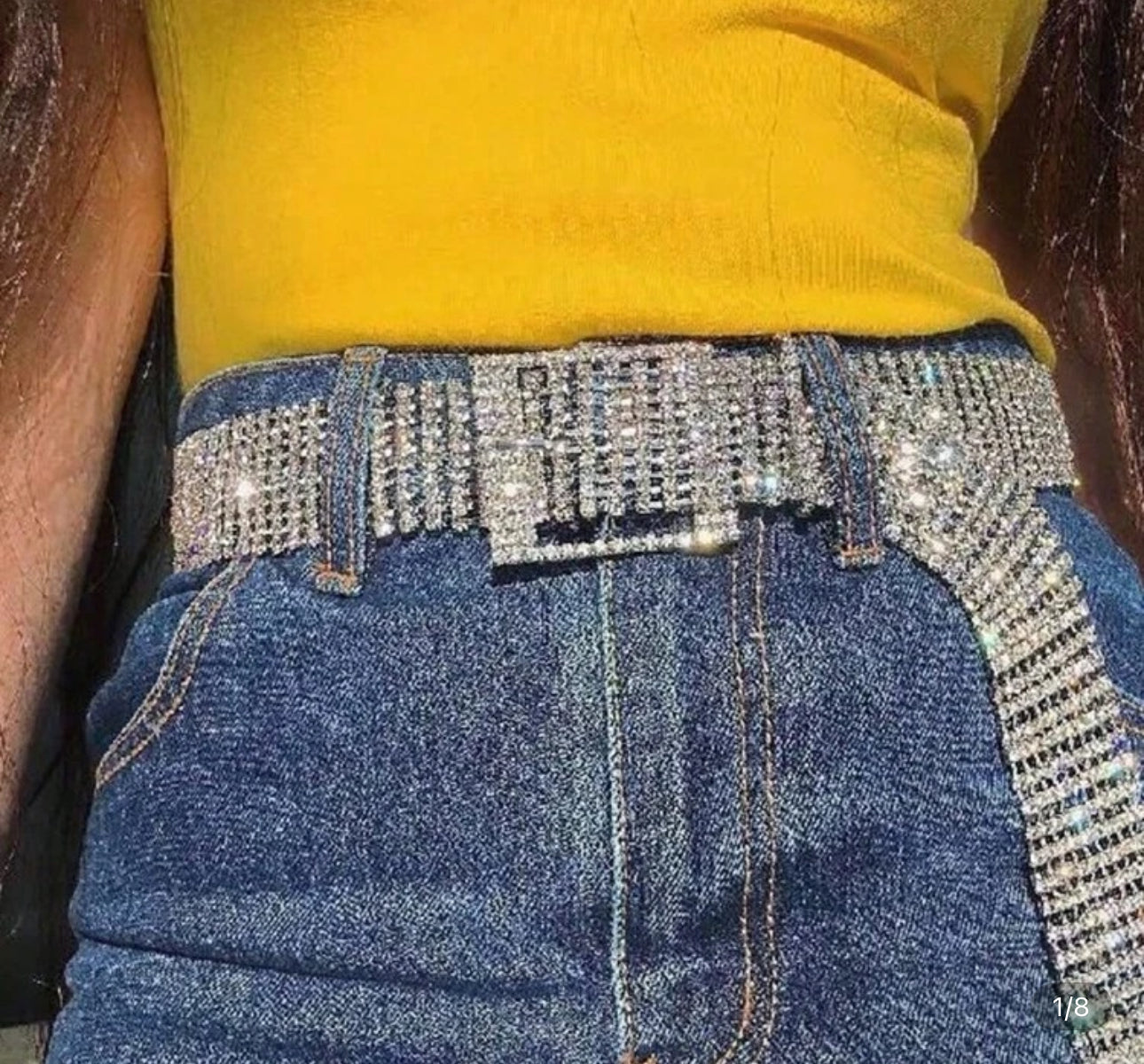 Ab rhinestone chain belt
