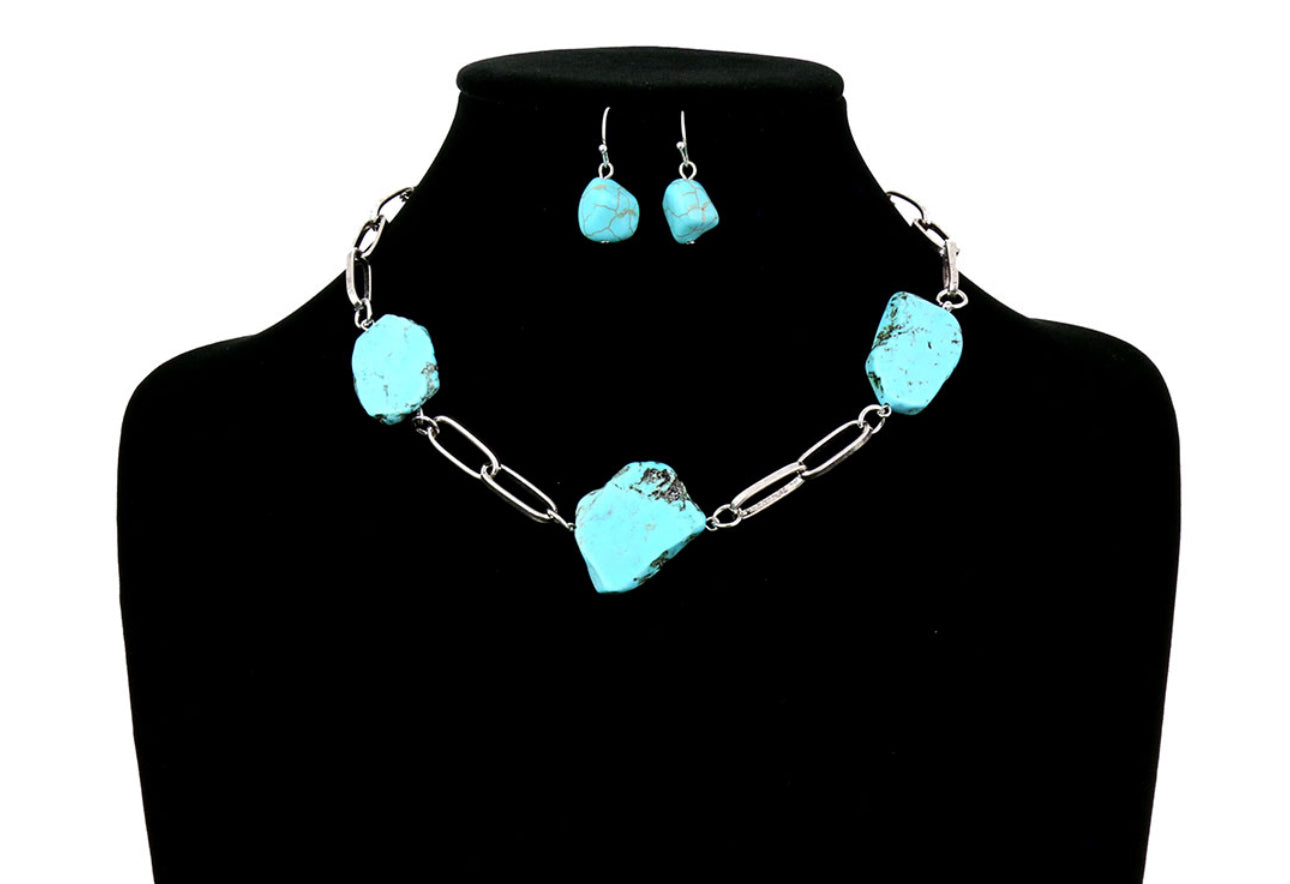Turquoise slab necklace