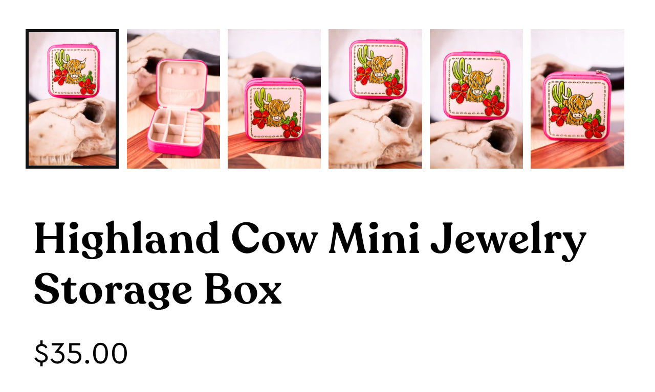 cattle mini travel jewelry case