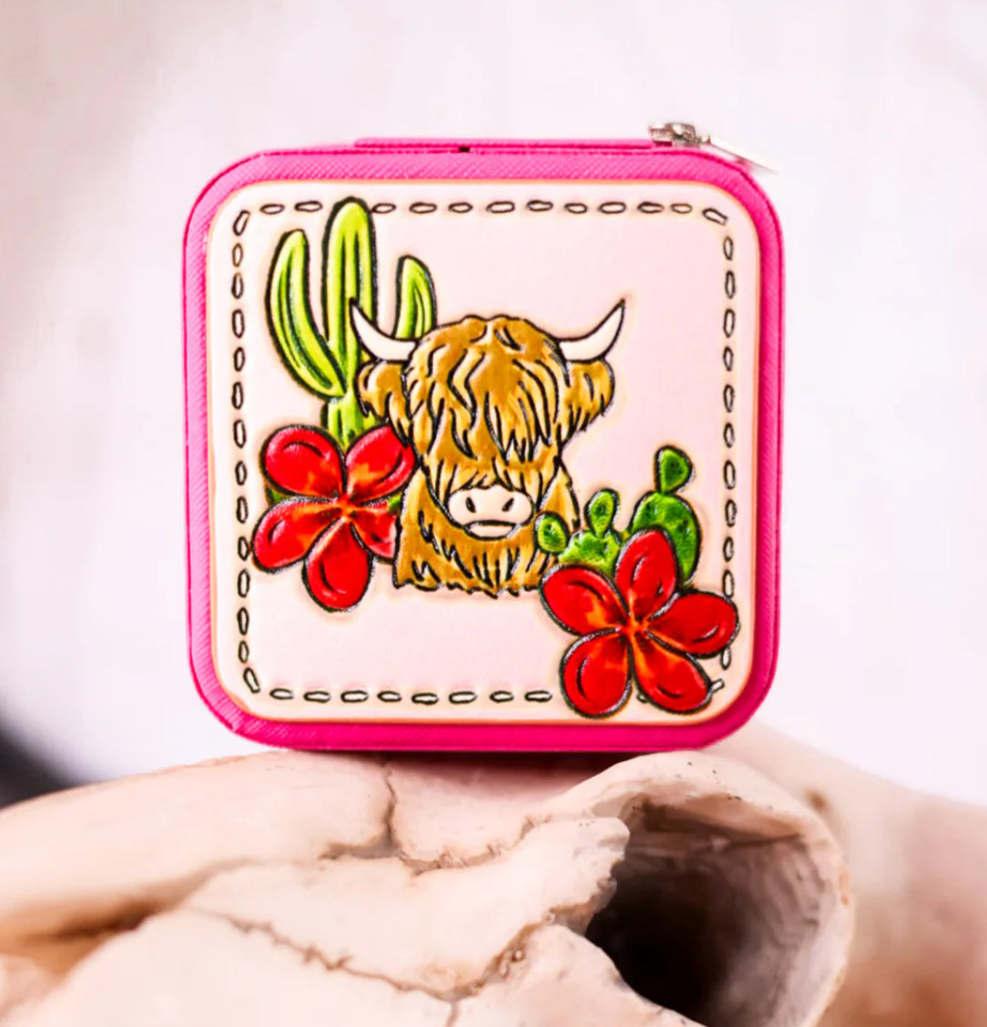 cattle mini travel jewelry case
