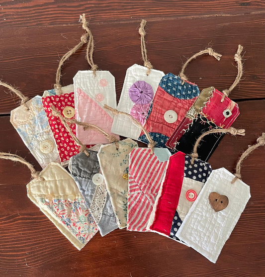 Handmade quilted gift tags
