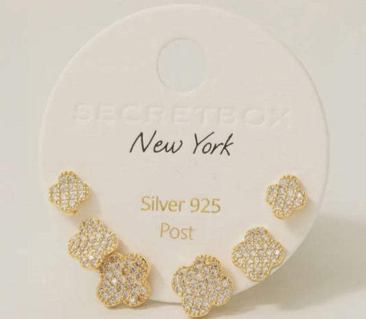 Pavé clover earrings