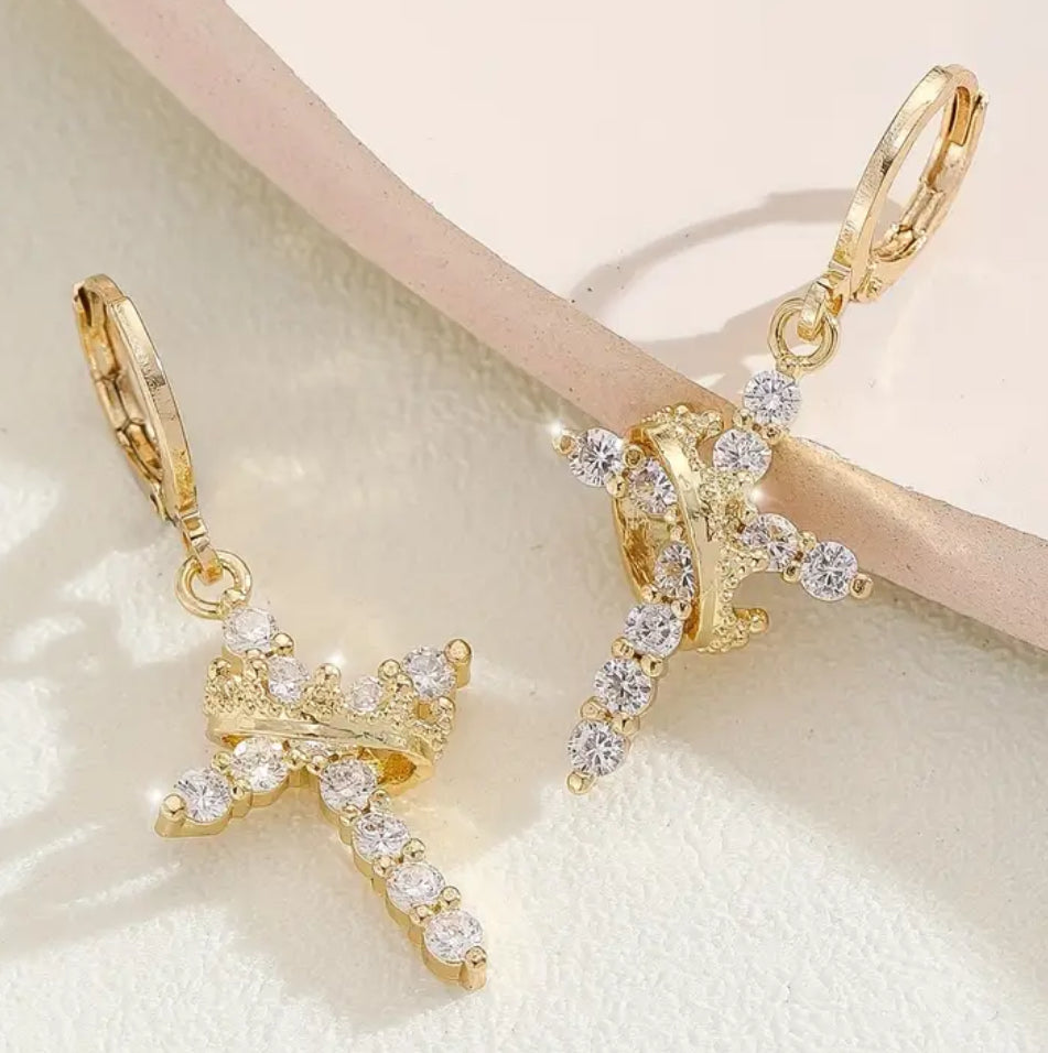 Cross/crown earrings