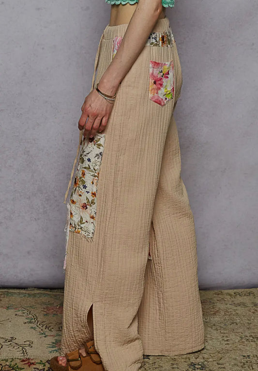 Tan sunflower pants