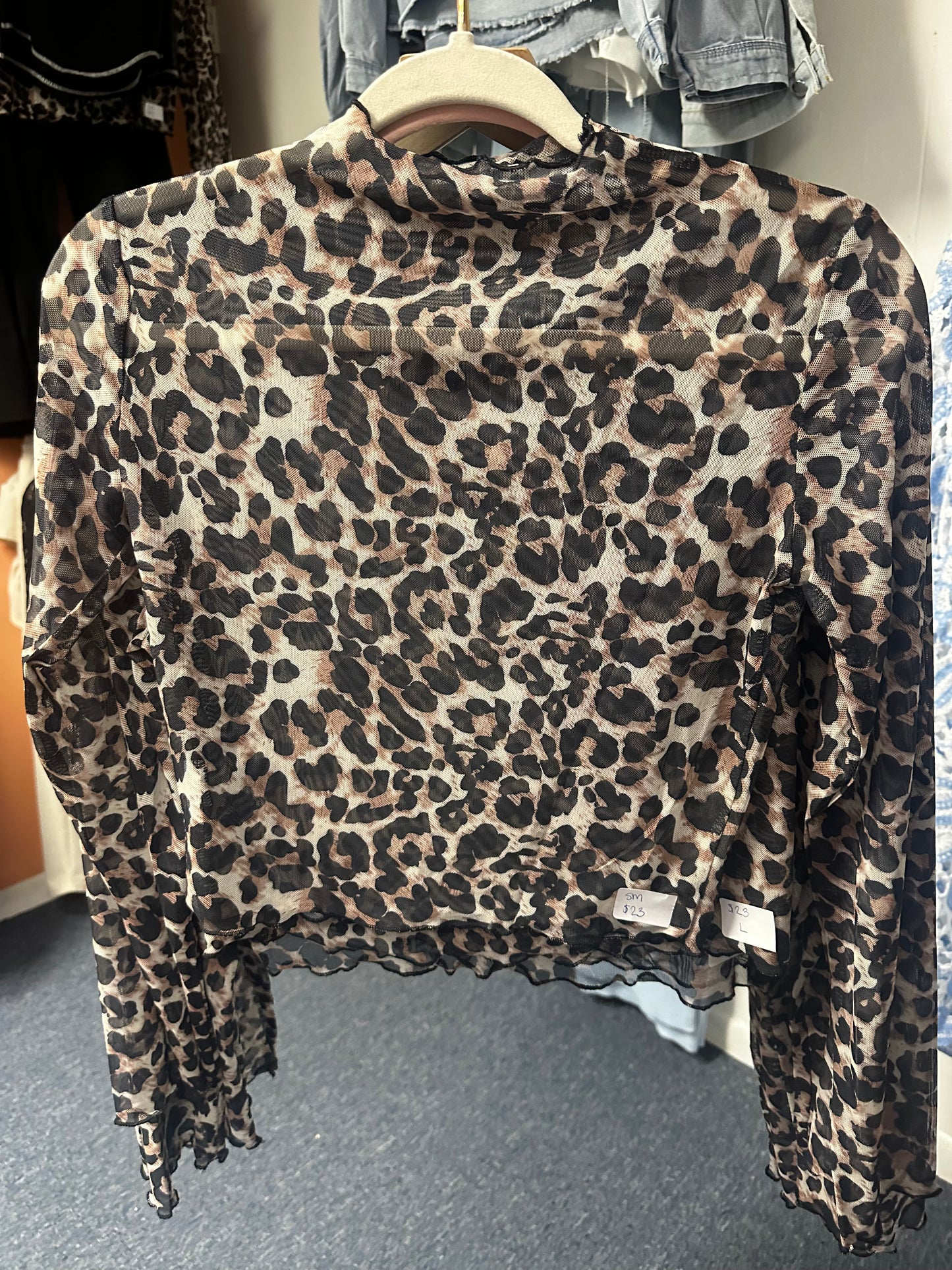 Leopard mesh top