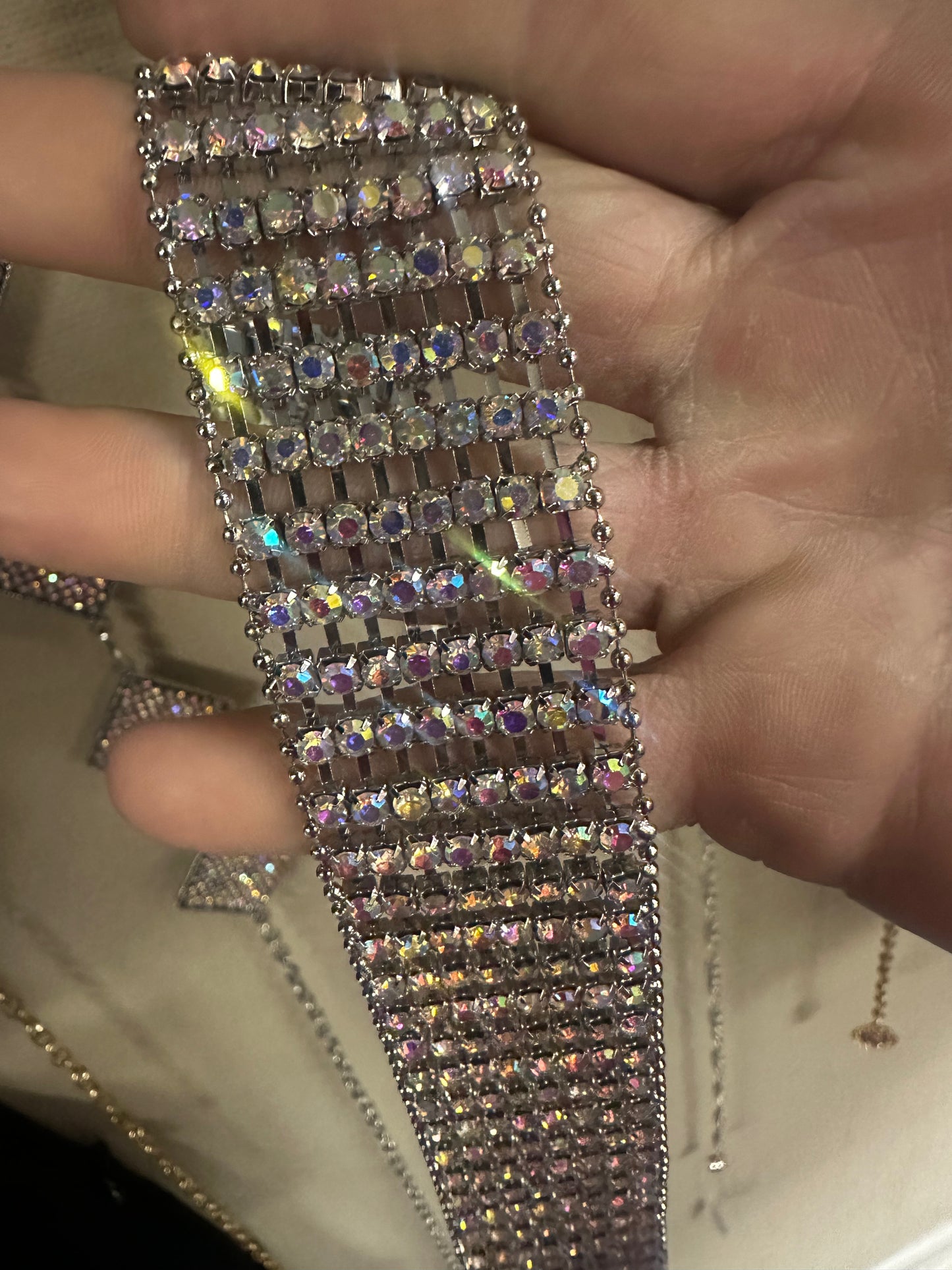 Ab rhinestone chain belt