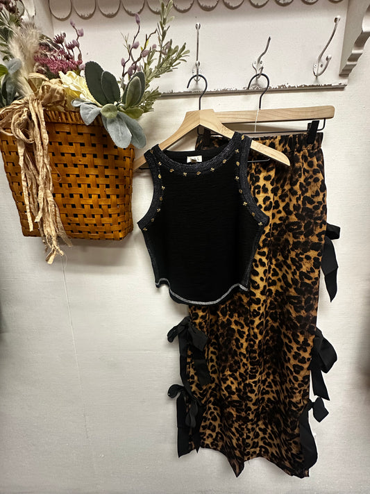 Leopard bow pants