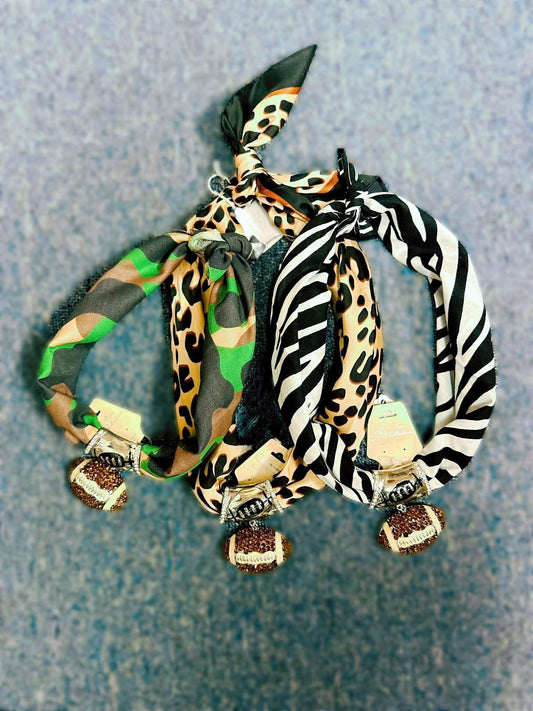 Rhinestone football scarf necklace