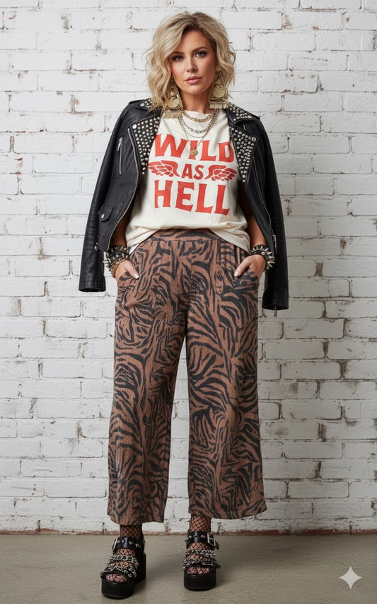 Zebra wide leg pants
