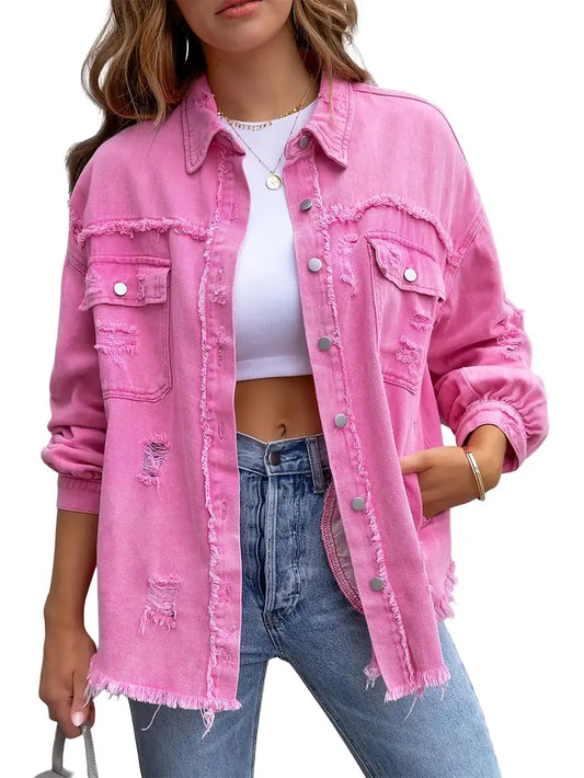 Pink denim jacket