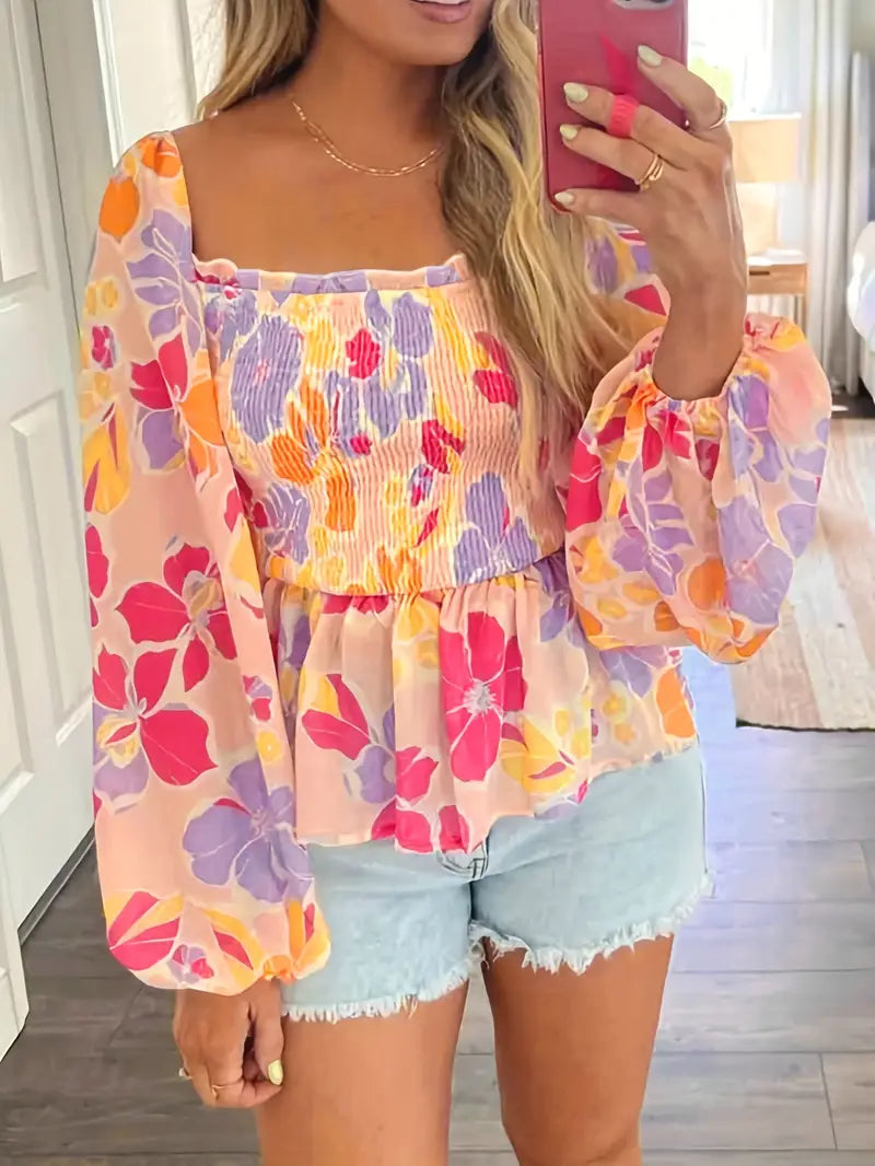 Square neck peplum top