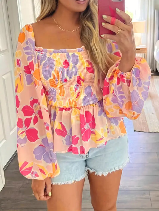 Square neck peplum top
