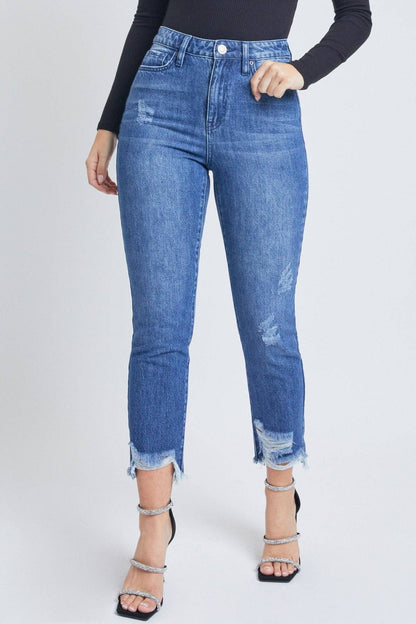 Junior Hybrid Dream High-Rise Slim Straight Jean with Frayed