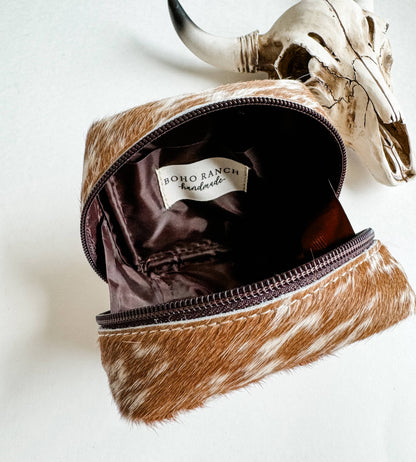 COWHIDE POUCH - Western Cowhide Coin Money Makeup Medicine