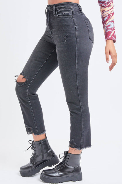 Junior Hybrid Dream High-Rise Slim Straight Jean with Frayed