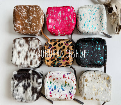 COWHIDE POUCH - Western Cowhide Coin Money Makeup Medicine