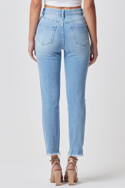 Junior Hybrid Dream High-Rise Slim Straight Jean with Frayed