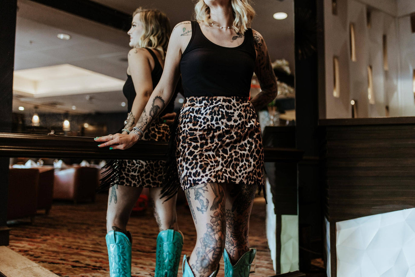 MK321 Fringed Filly Skort - Leopard