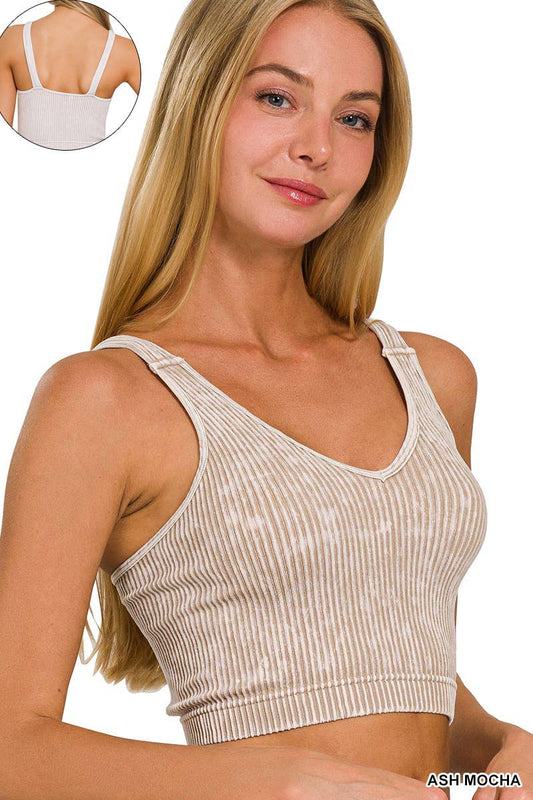 Premium Washed Seamless V-neck Crop Tank 3 colors