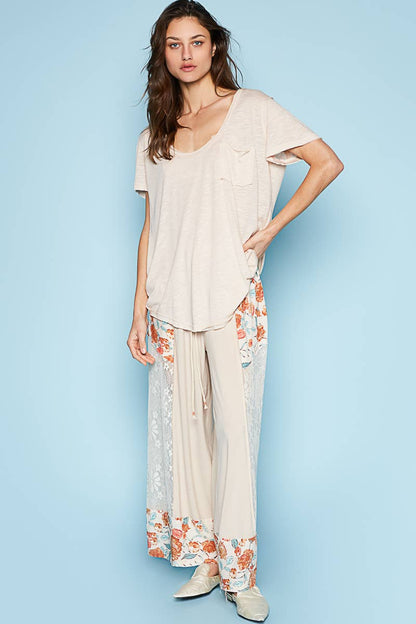 Scoop Neck Rayon Slub Tee with Pocket Front and Short Sleeve