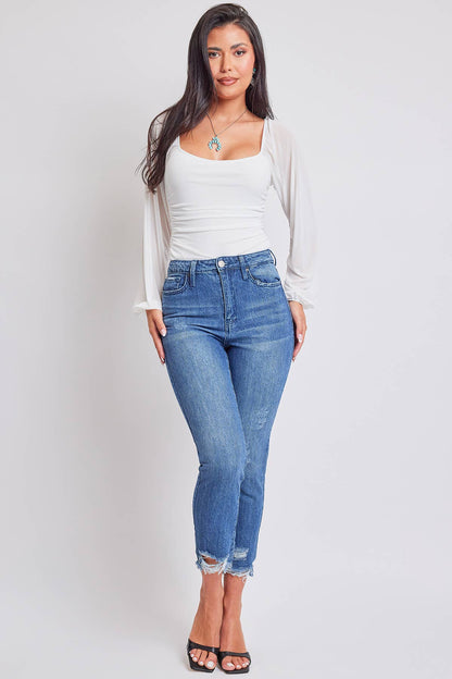 Junior Hybrid Dream High-Rise Slim Straight Jean with Frayed